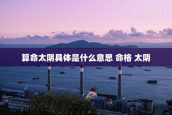 算命太阴具体是什么意思 命格 太阴