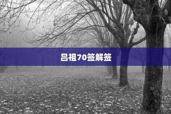 吕祖70签解签