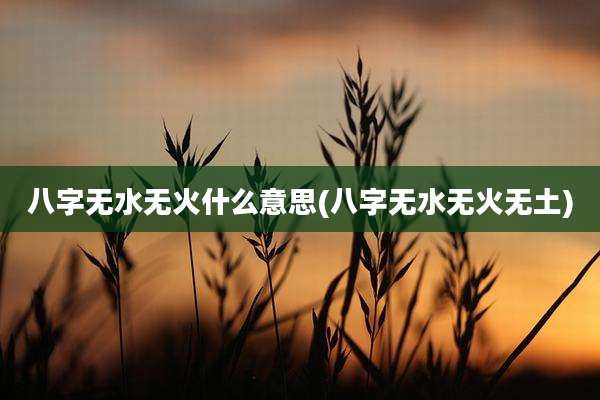 八字无水无火什么意思(八字无水无火无土)