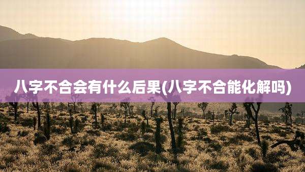 八字不合会有什么后果(八字不合能化解吗)