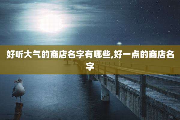 好听大气的商店名字有哪些,好一点的商店名字
