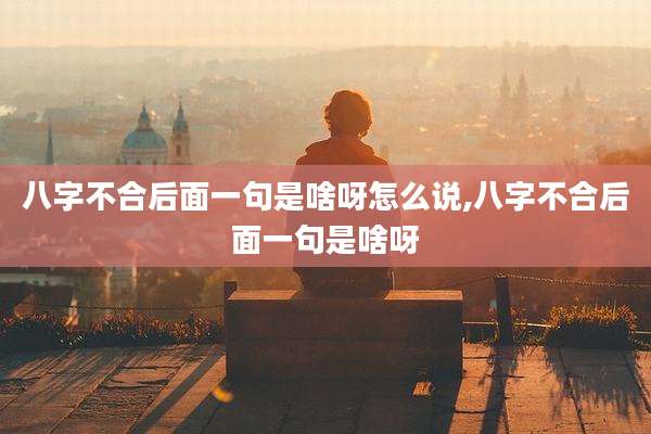 八字不合后面一句是啥呀怎么说,八字不合后面一句是啥呀