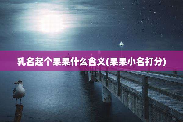 乳名起个果果什么含义(果果小名打分)