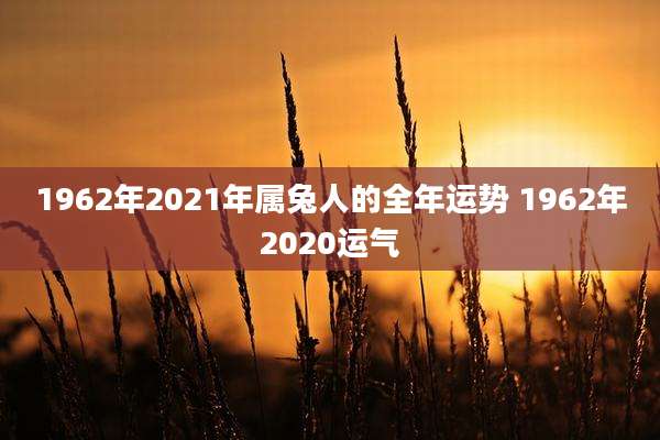 1962年2021年属兔人的全年运势 1962年2020运气