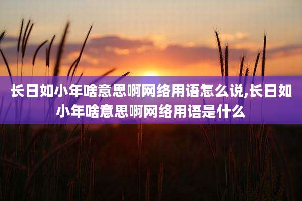 长日如小年啥意思啊网络用语怎么说,长日如小年啥意思啊网络用语是什么