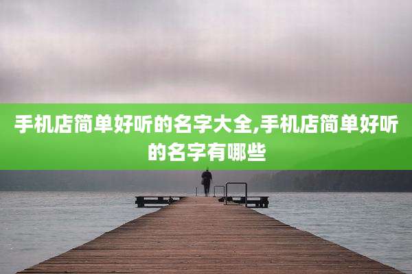 手机店简单好听的名字大全,手机店简单好听的名字有哪些