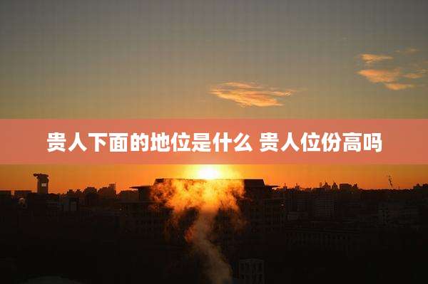 贵人下面的地位是什么 贵人位份高吗