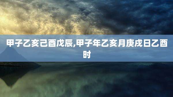 甲子乙亥己酉戊辰,甲子年乙亥月庚戌日乙酉时