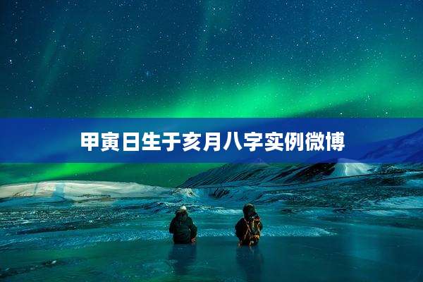 甲寅日生于亥月八字实例微博