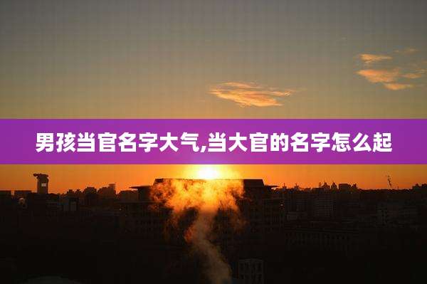 男孩当官名字大气,当大官的名字怎么起