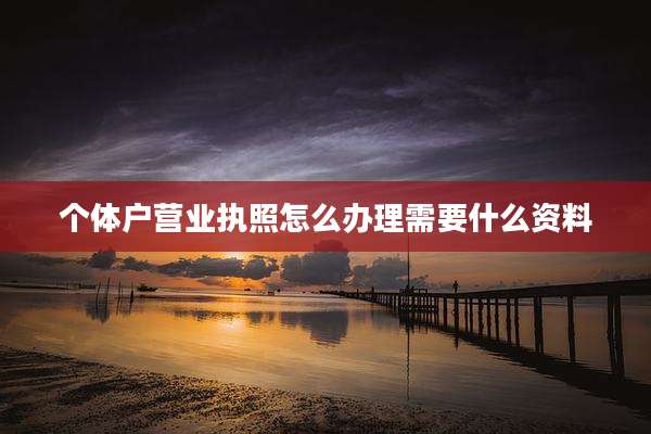 个体户营业执照怎么办理需要什么资料
