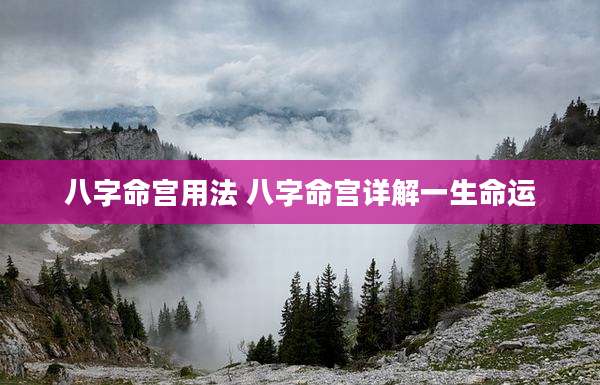 八字命宫用法 八字命宫详解一生命运