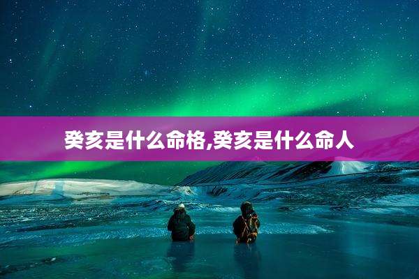 癸亥是什么命格,癸亥是什么命人