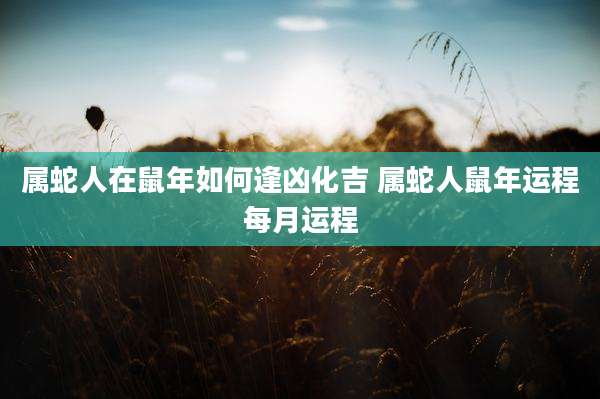 属蛇人在鼠年如何逢凶化吉 属蛇人鼠年运程每月运程