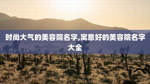 时尚大气的美容院名字,寓意好的美容院名字大全