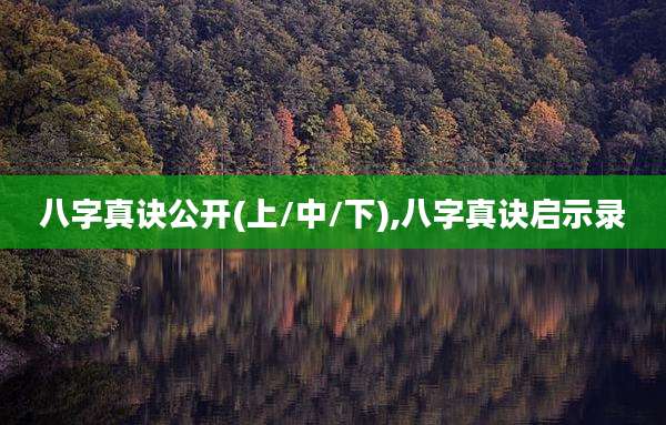 八字真诀公开(上/中/下),八字真诀启示录