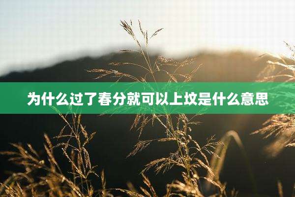 为什么过了春分就可以上坟是什么意思