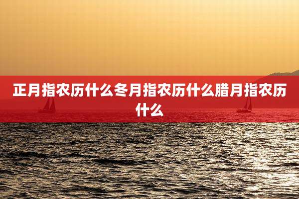 正月指农历什么冬月指农历什么腊月指农历什么