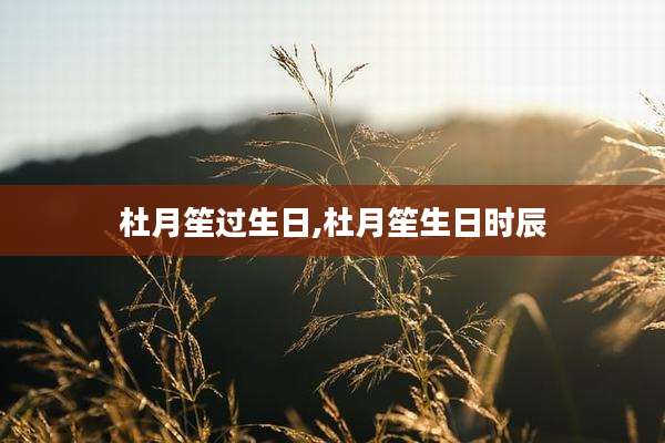 杜月笙过生日,杜月笙生日时辰