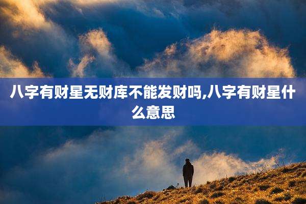 八字有财星无财库不能发财吗,八字有财星什么意思