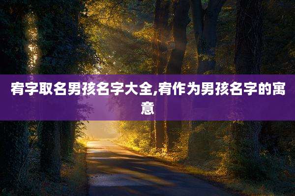 宥字取名男孩名字大全,宥作为男孩名字的寓意
