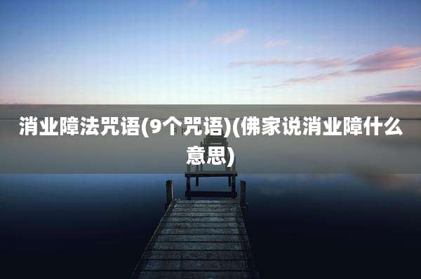 消业障法咒语(9个咒语)(佛家说消业障什么意思)