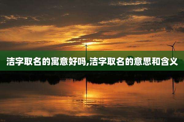 洁字取名的寓意好吗,洁字取名的意思和含义