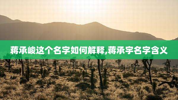 蒋承峻这个名字如何解释,蒋承宇名字含义