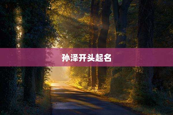 孙泽开头起名