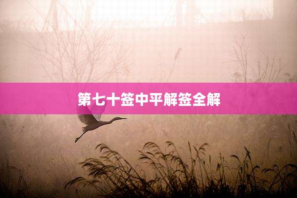 第七十签中平解签全解
