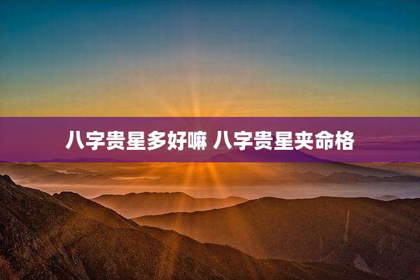 八字贵星多好嘛 八字贵星夹命格