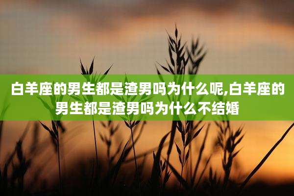 白羊座的男生都是渣男吗为什么呢,白羊座的男生都是渣男吗为什么不结婚