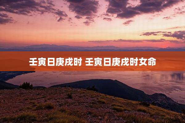 壬寅日庚戌时 壬寅日庚戌时女命