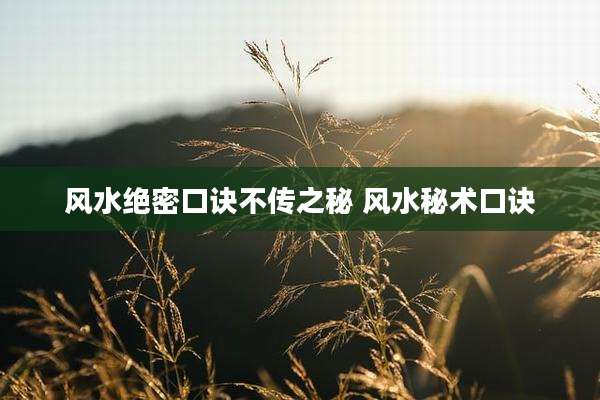 风水绝密口诀不传之秘 风水秘术口诀