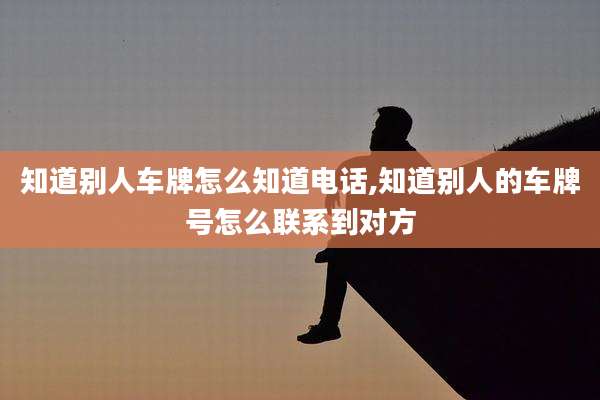 知道别人车牌怎么知道电话,知道别人的车牌号怎么联系到对方
