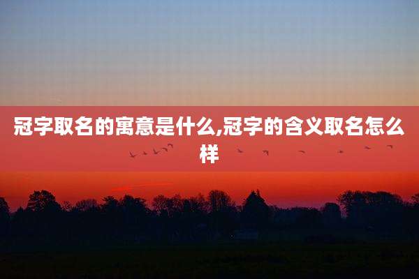 冠字取名的寓意是什么,冠字的含义取名怎么样