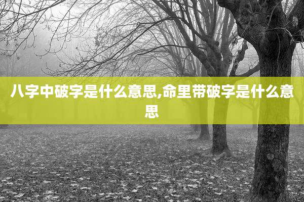 八字中破字是什么意思,命里带破字是什么意思