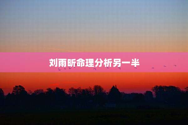 刘雨昕命理分析另一半