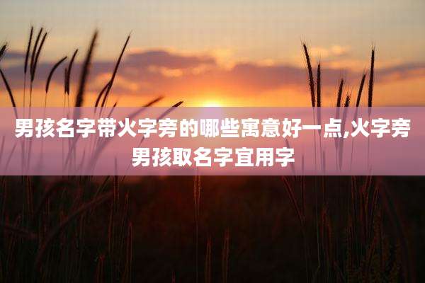 男孩名字带火字旁的哪些寓意好一点,火字旁男孩取名字宜用字