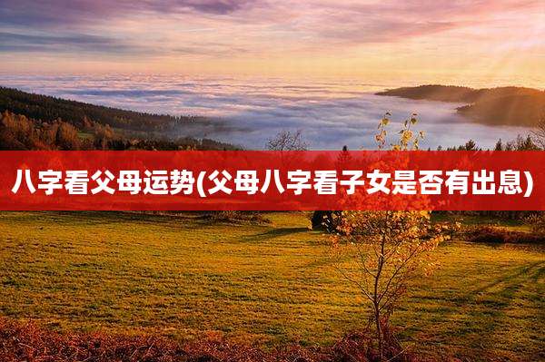 八字看父母运势(父母八字看子女是否有出息)