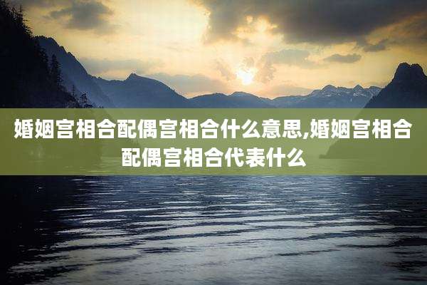 婚姻宫相合配偶宫相合什么意思,婚姻宫相合配偶宫相合代表什么
