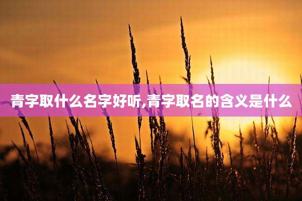青字取什么名字好听,青字取名的含义是什么