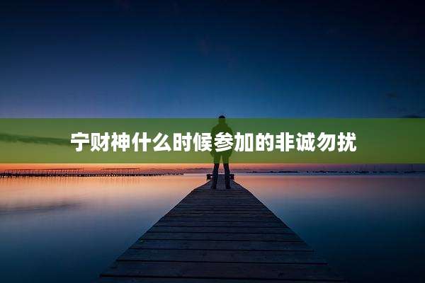 宁财神什么时候参加的非诚勿扰