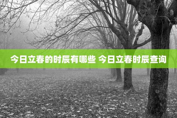 今日立春的时辰有哪些 今日立春时辰查询