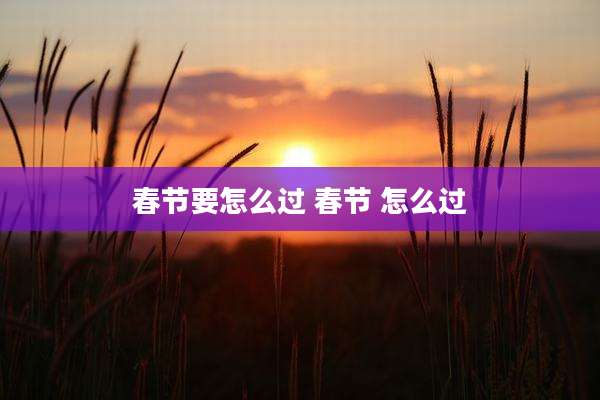 春节要怎么过 春节 怎么过