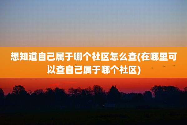 想知道自己属于哪个社区怎么查(在哪里可以查自己属于哪个社区)