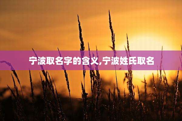 宁波取名字的含义,宁波姓氏取名