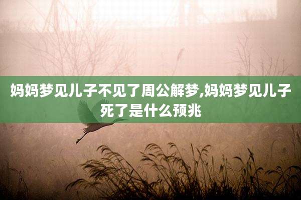 妈妈梦见儿子不见了周公解梦,妈妈梦见儿子死了是什么预兆