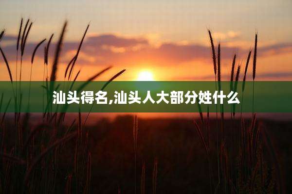 汕头得名,汕头人大部分姓什么