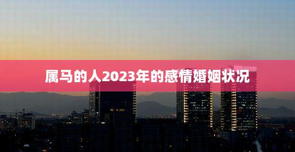 属马的人2023年的感情婚姻状况